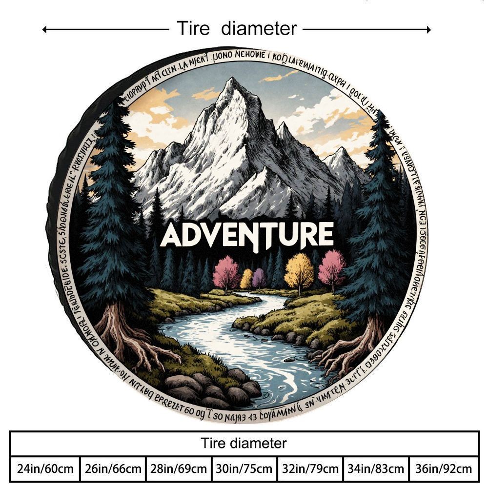 Outdoor Adventure Vehicles - Vintage Outdoor Adventure Scenery Print Tire