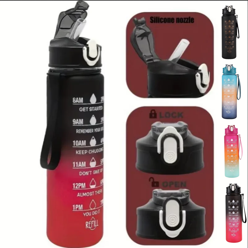 Outdoor Adventure And Sports - 750ml Sports Water Bottle with Time-Tracking